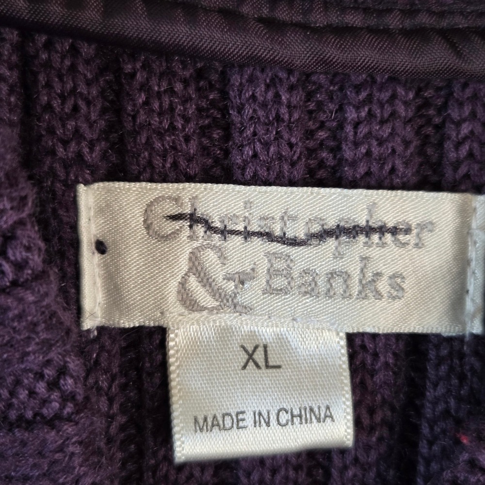 Christopher & Banks Purple Suede Knit Vest Women's XL Western Rustic Layering - Picture 9 of 13